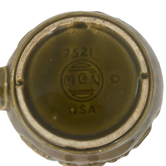 Vintage McCoy "SNACKS" Bowl Handled Popcorn Serving #7521 Green 1970's Pottery - Picture 4 of 4